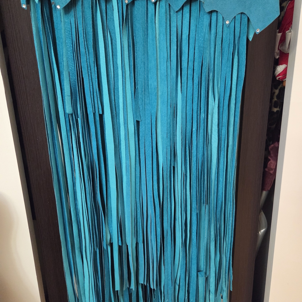 Chic Asymmetrical Teal Fringe Dress - Picture 2 of 9